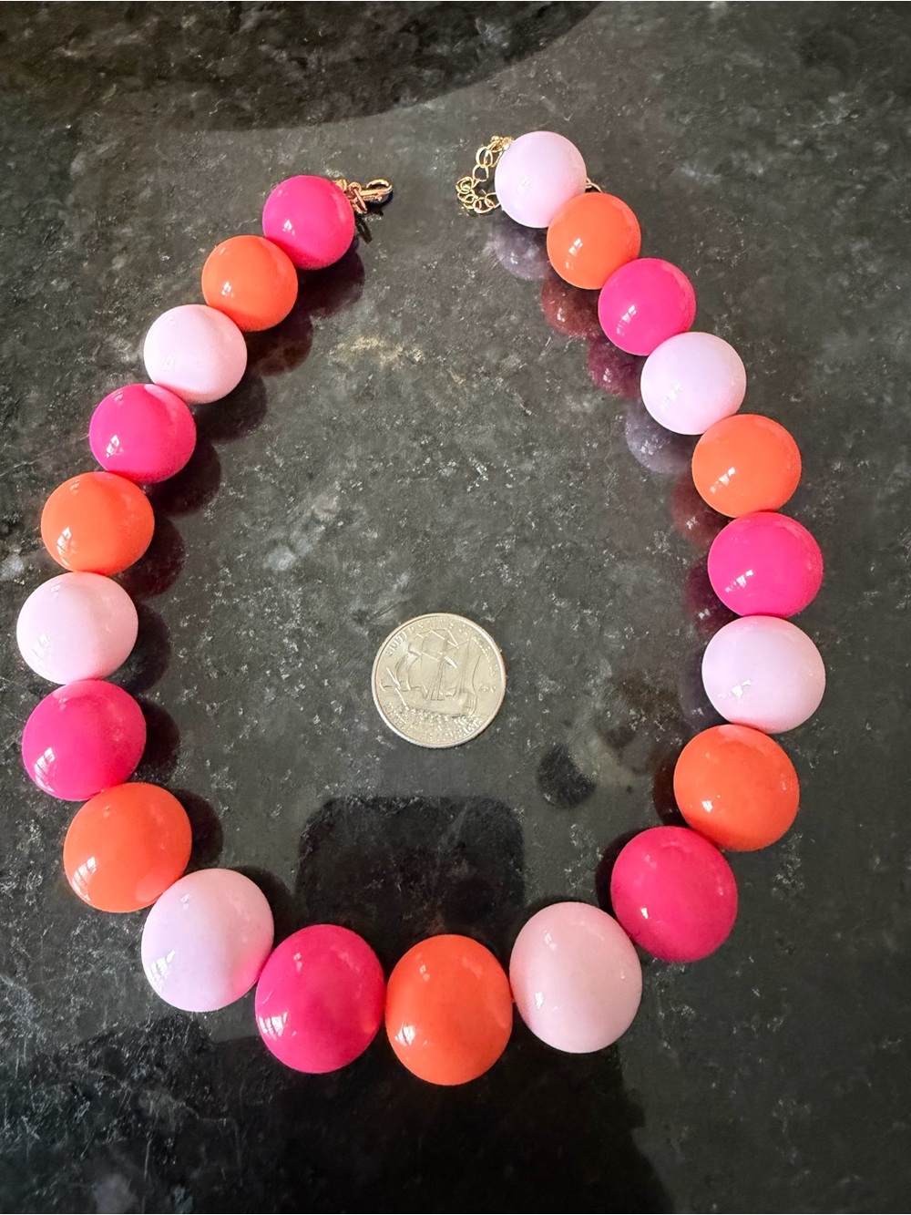 Colorful Pink Orange Beaded Statement Necklace